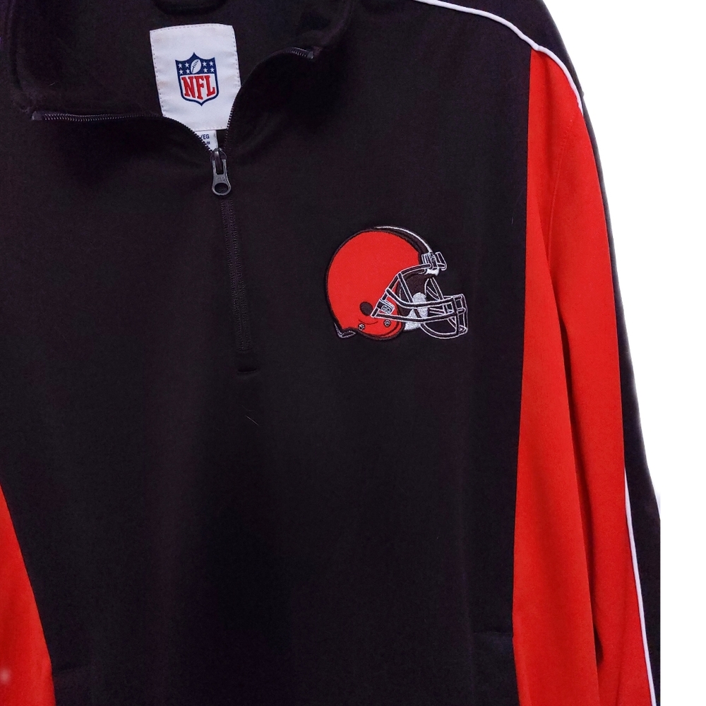 Cleveland Browns Mens XL Color Block Fleece Lined 1/4 Zip Team Jacket - Picture 3 of 6